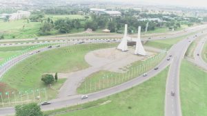 Flag Decorations at the Abuja City Gate as part of preparations for the 61st independence celebrations