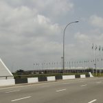Flag Decorations at the Abuja City Gate as part of preparations for the 61st independence celebrations