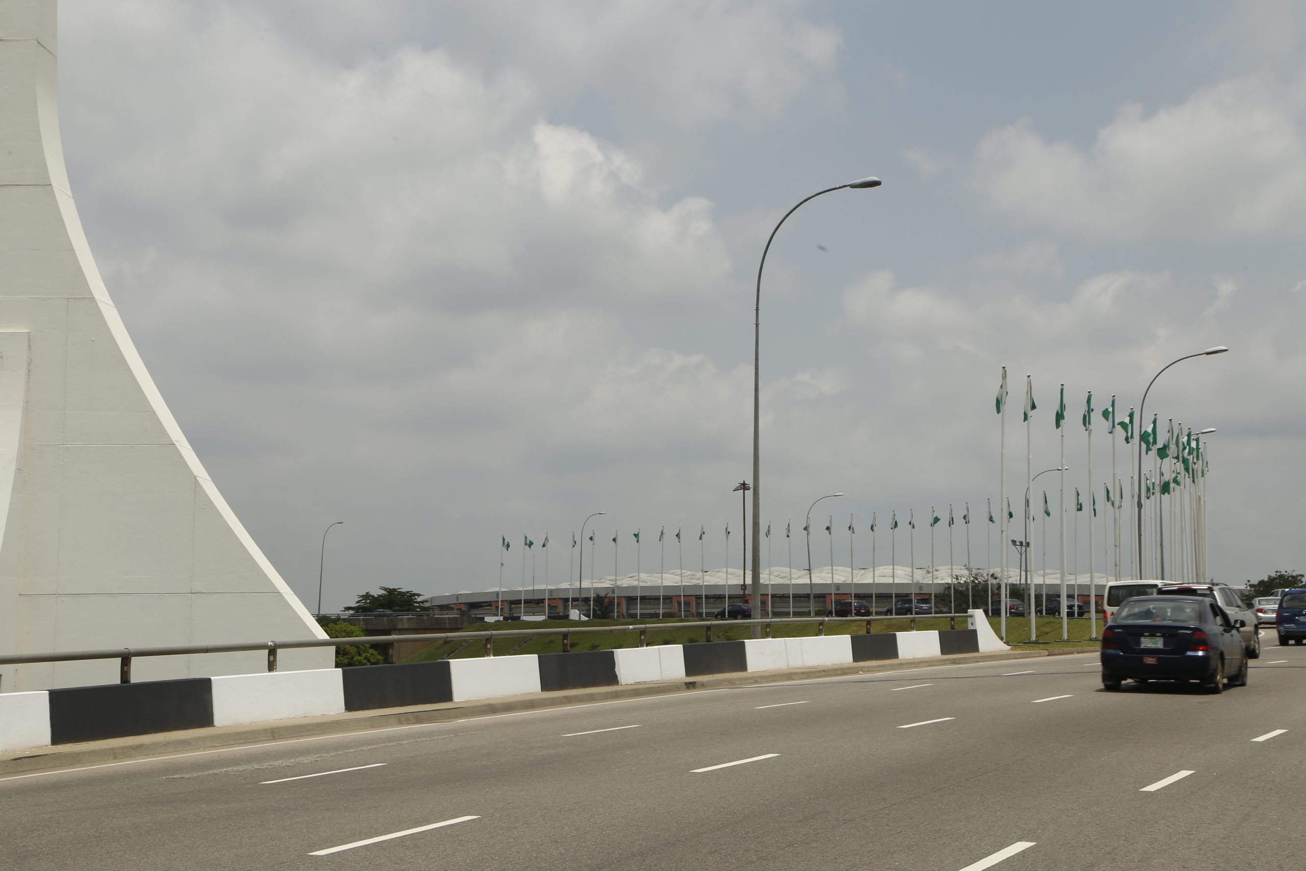 Flag Decorations at the Abuja City Gate as part of preparations for the 61st independence celebrations