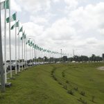 Flag Decorations at the Abuja City Gate as part of preparations for the 61st independence celebrations