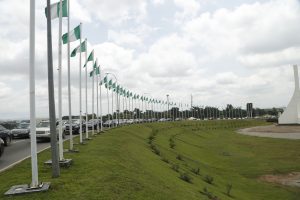 Flag Decorations at the Abuja City Gate as part of preparations for the 61st independence celebrations