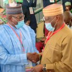 Former Vice President of Nigeria, Atiku Abubakar and former Governor of Jigawa State, Alhaji Sule Lamido at the Convention of the Peoples Democratic Party at the Eagles Square, Abuja on Saturday, 30.10.2021.