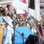 Former Vice President of Nigeria, Atiku Abubakar addressing delegates and party faithful at the Convention of the Peoples Democratic Party at the Eagles Square, Abuja on Saturday, 30.10.2021.