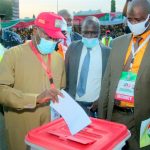 : Former Vice President of Nigeria, Atiku Abubakar casting his vote at the Convention of the Peoples Democratic Party at the Eagles Square, Abuja on Saturday, 30.10.2021.